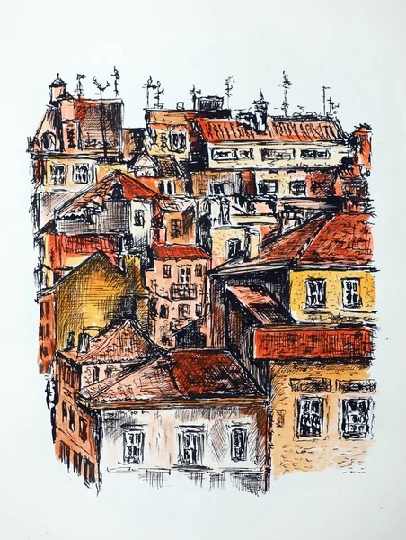 Ilustrace Portugalština Lisbon Město — Stock fotografie