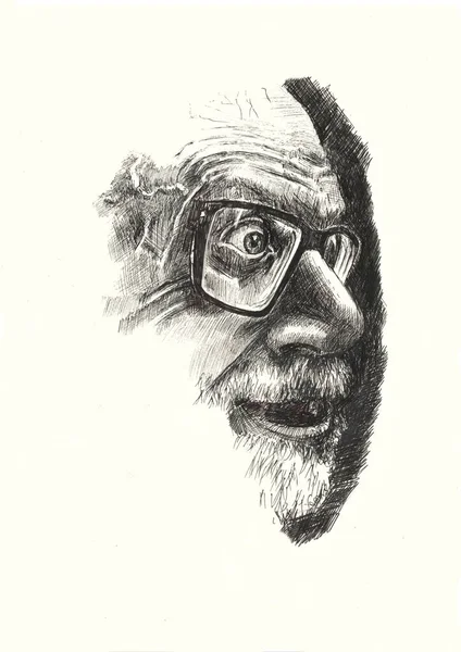 Ilustración Retrato Hombre Sorprendido Con Gafas Fotos De Stock