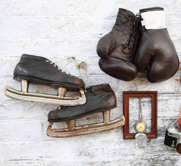 Old things different professions hang on the wall — Stock Photo, Image