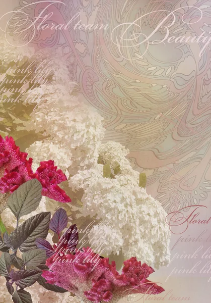 Pink floral design, vintage pastel background — Stock Photo, Image