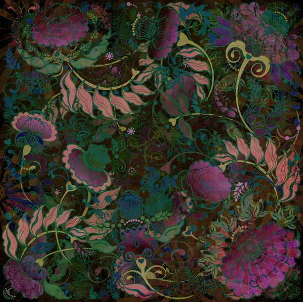 Padrão de mola floral estilizado, fundo de tecido — Fotografia de Stock