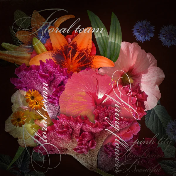 Koyu arka plan üzerinde çiçek tasarım imitasyon gölgelendirme — Stok fotoğraf