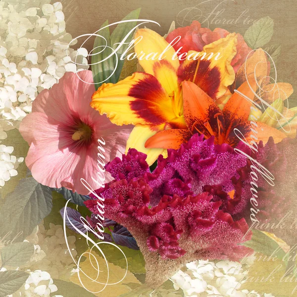 Kukka suunnittelu vuosikerta vaalean taustalla — kuvapankkivalokuva