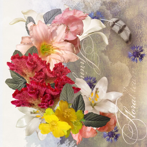 Floral design bouquet on spotted background — Stock Photo, Image