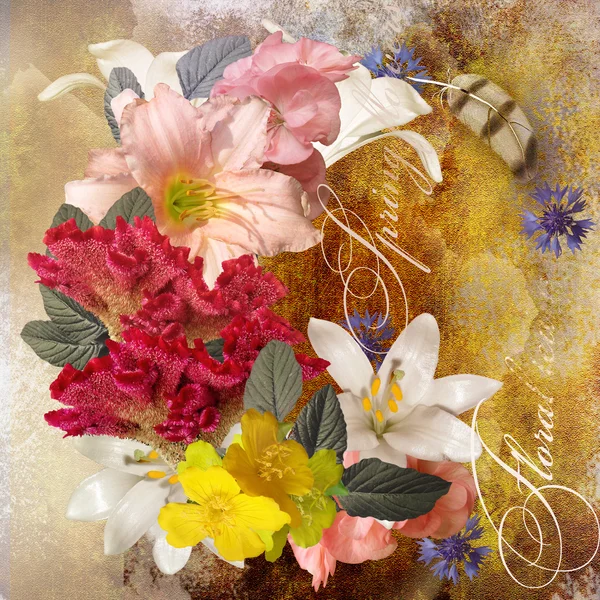 Bukiet kwiatowy wzór na tle Orlik — Zdjęcie stockowe