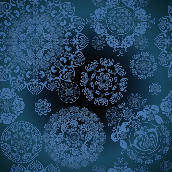 Blue floral pattern on dark background — Stock Photo, Image