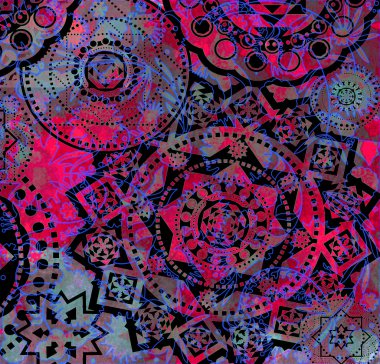 Benekli arka plan üzerinde pembe geometrik desen