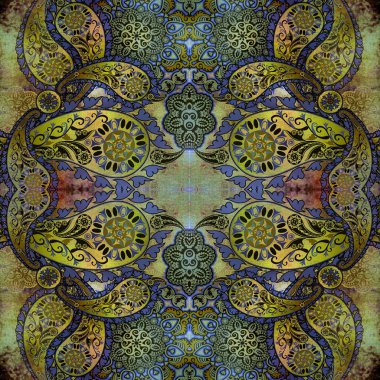 eski püskü arka plan üzerinde oryantal çiçek tasarım