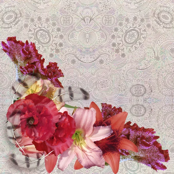 パターンの淡い背景に花柄 — ストック写真