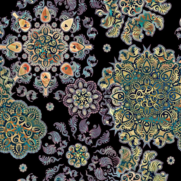 Flores estilizadas lace fundo em preto — Fotografia de Stock
