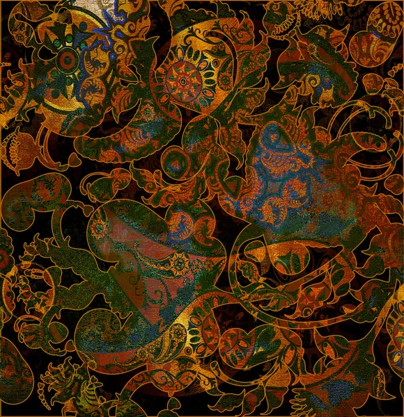 Blommig shabby exotiska orientaliska mönster motley — Stockfoto