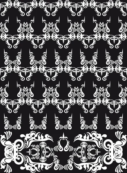 Motif floral noir et blanc — Image vectorielle