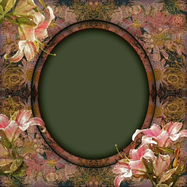 Frame floral, lily — Stock Photo, Image