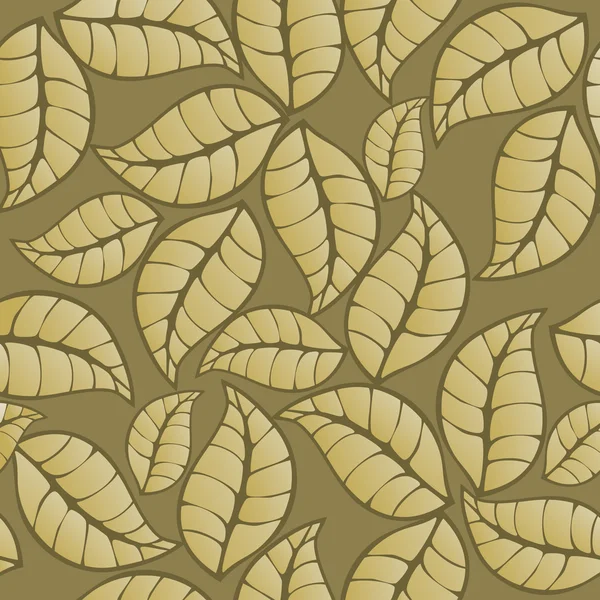 Бежевый бесшовный узор, стилизованные чайные листья — стоковый вектор