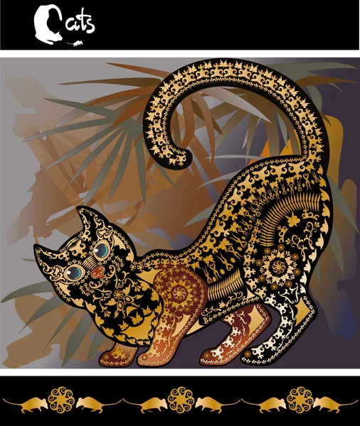 Motley background decorative graphic image with a cat — Stock Photo, Image