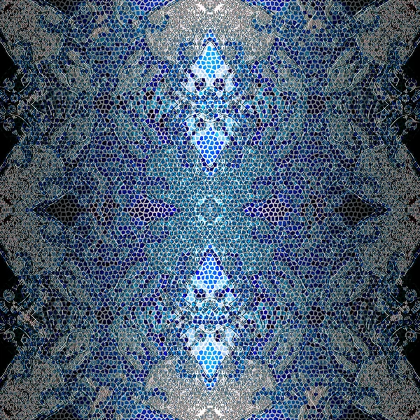 Dekorace eometrical vzorek, ozdoba mozaika modrá — Stock fotografie