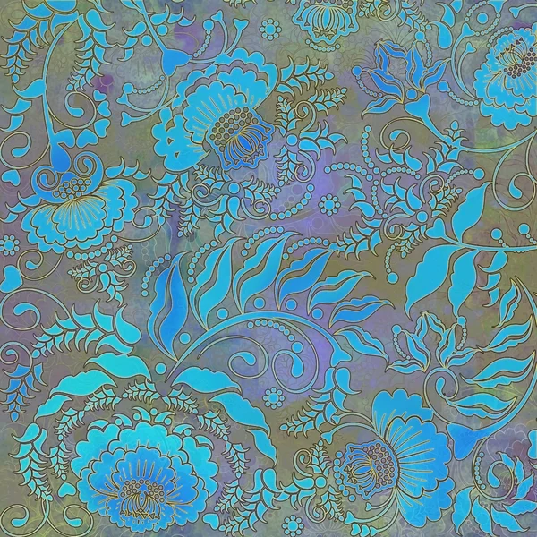 Padrão floral, azul-turquesa-cinza pastel colorido, fundo — Fotografia de Stock
