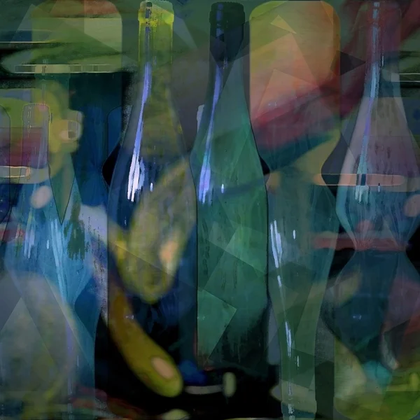 Abstrakte bunte Hintergrund, Silhouetten farbige Flaschen — Stockfoto