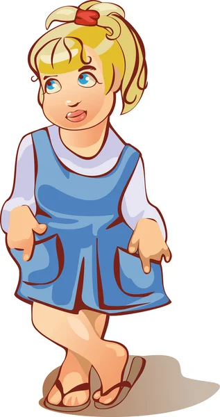 Niña en un vestido azul — Archivo Imágenes Vectoriales