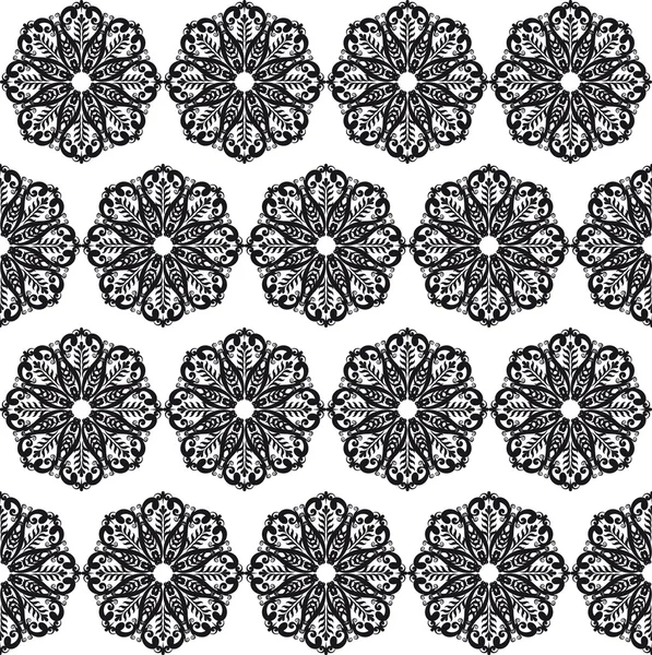 Patten floral blanco y negro sin costuras — Vector de stock