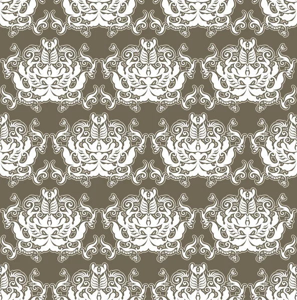 Floral patten white on beige seamless — Wektor stockowy