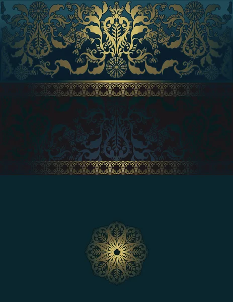 Floral pattern  on dark  turquoise background — Wektor stockowy