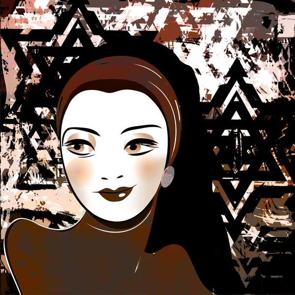 中东的美丽姑娘，程式化的复古图片 — 图库照片