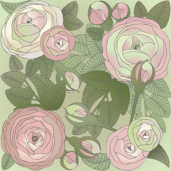 Design floral, rosa rosas papel de parede — Vetor de Stock