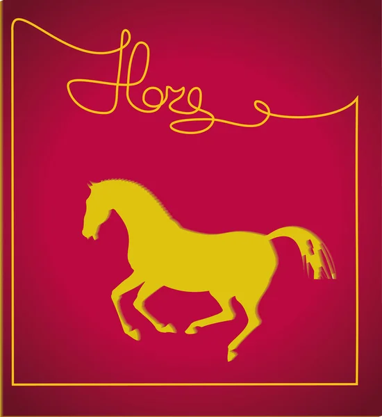 Paard silhouet op roze achtergrond — Stockvector