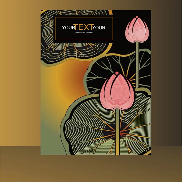 Cover met een lotus bloemen en bladeren — Stockvector