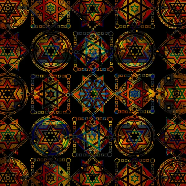 Stars david radial ornament, colored background — Stock Photo, Image