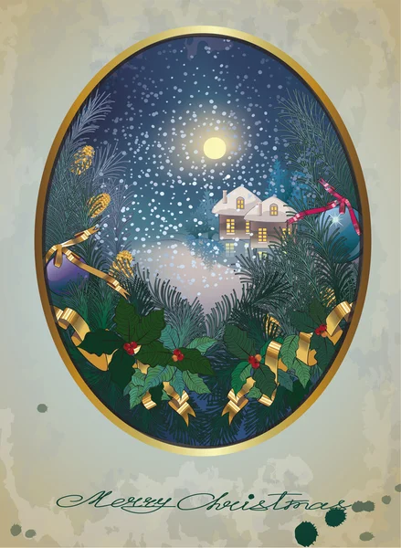 Retro Noel arka plan, Çamın dalları — Stok Vektör