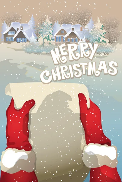 Retro-Weihnachtskarte Wunschzettel an den Weihnachtsmann — Stockvektor