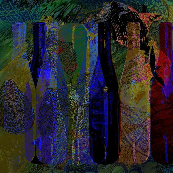 Stylized wine bottle on a colored background, menu background. — Stock Photo, Image