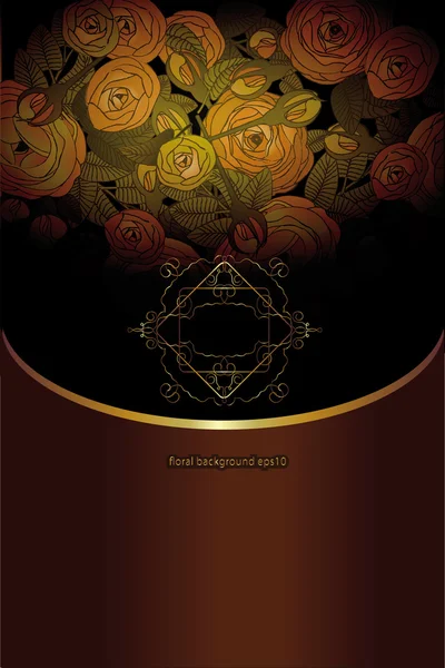 金板上花的背景，包括金色玫瑰 — 图库矢量图片
