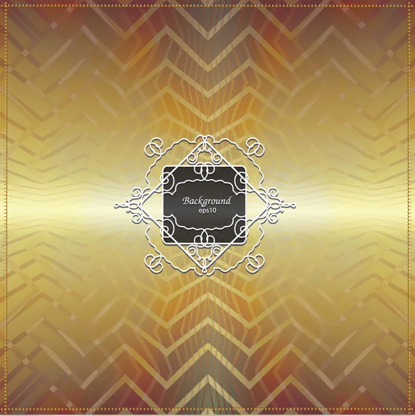 Filigree frame on golden geometrical background — Stock Vector