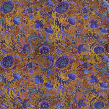 mavi ve sarı, taneli rengarenk çiçek tasarım