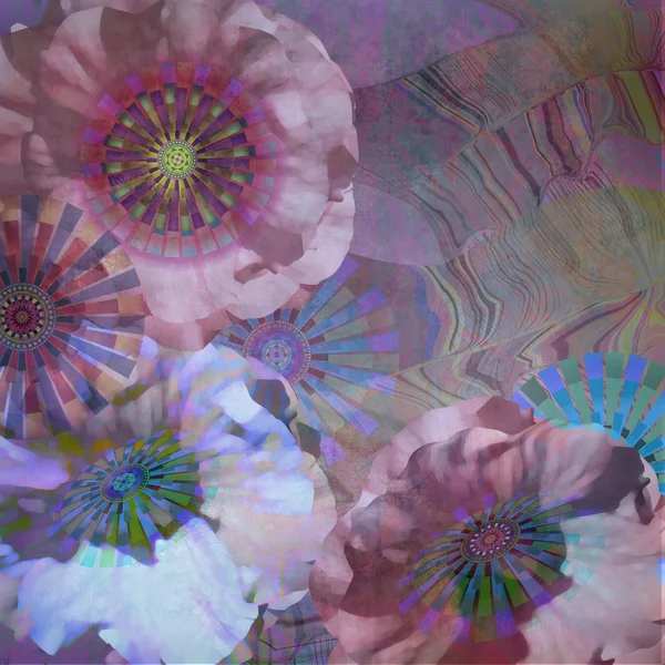 在一个破旧的背景上的抽象背景粉红色 flowerson — 图库照片