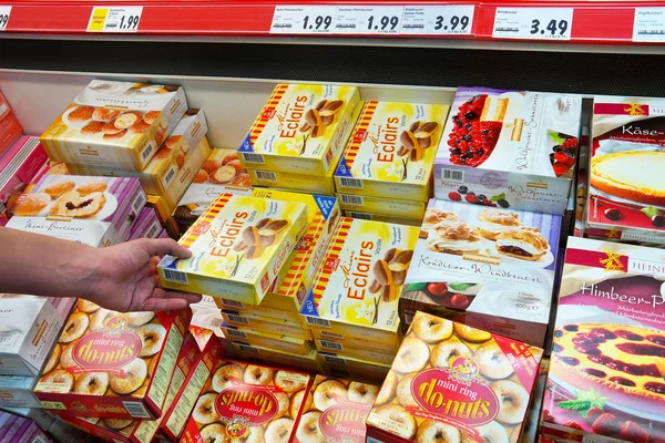 Pastries Packages in Freezer — Stock Photo, Image