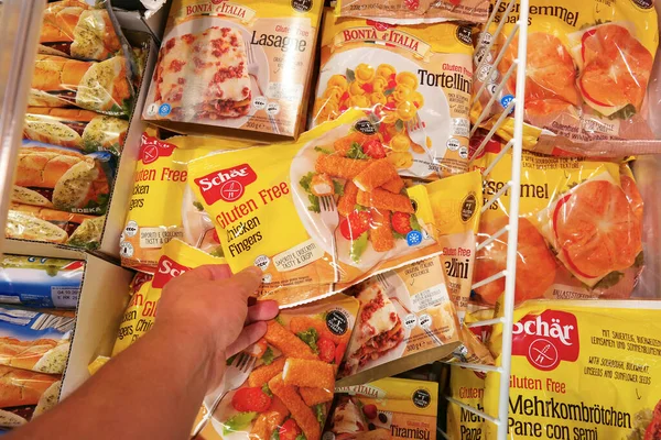 Allemagne Août 2016 Doigts Poulet Sans Gluten Schar Décongélateur Hypermarché — Photo