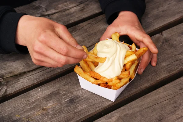 Belgiska pommes frites — Stockfoto