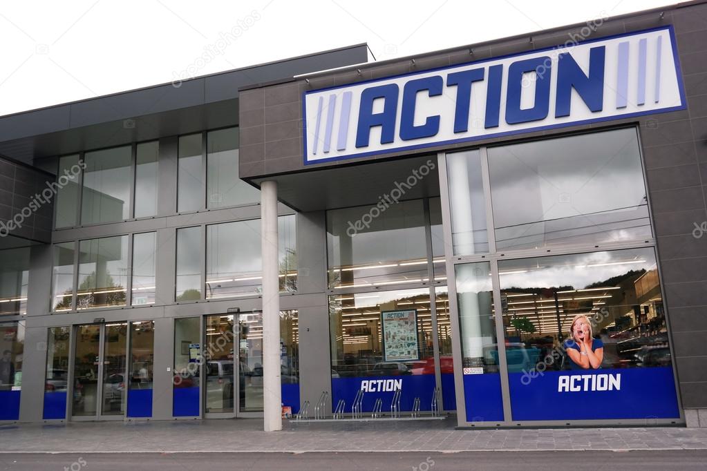 MALMEDY, BELGIUM - MAY 2015: Action is a Dutch discount store-chain. Sells in their variety stores low budget products. Action operates over 400 stores in the Netherlands, Belgium, Germany and France. Taken on May 9, 2015 in Malmedy, Belgium