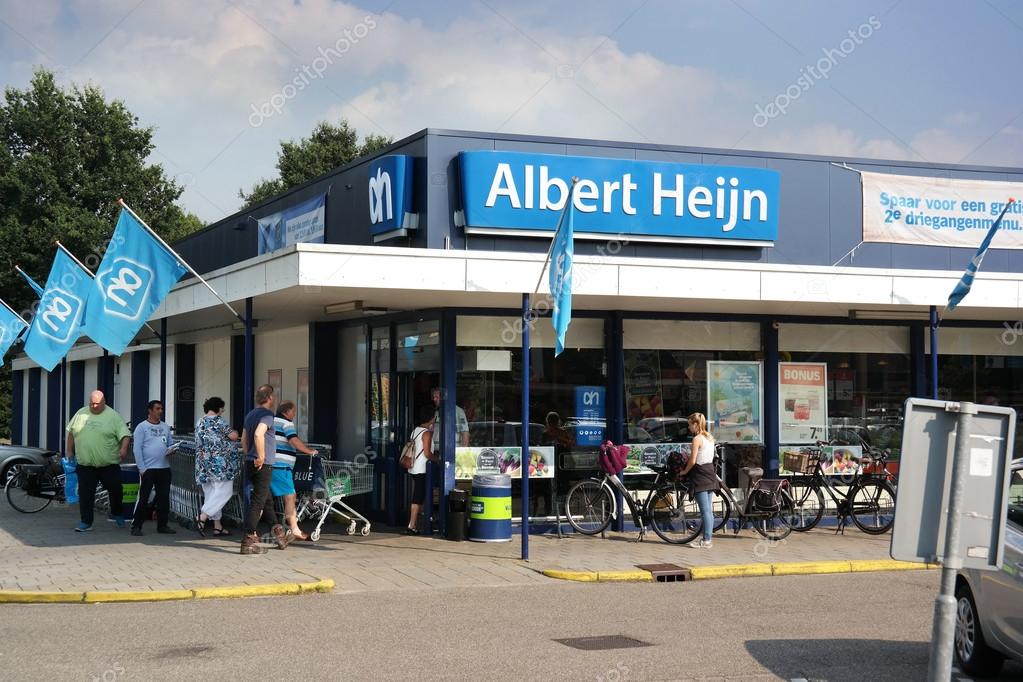 RODEN, NETHERLANDS - AUGUST 2015  Albert Heijn Supermarket. Albert Heijn is the biggest Dutch supermarket chain in The Netherlands owned by Koninklijke Ahold N.V. a Dutch international retailer.