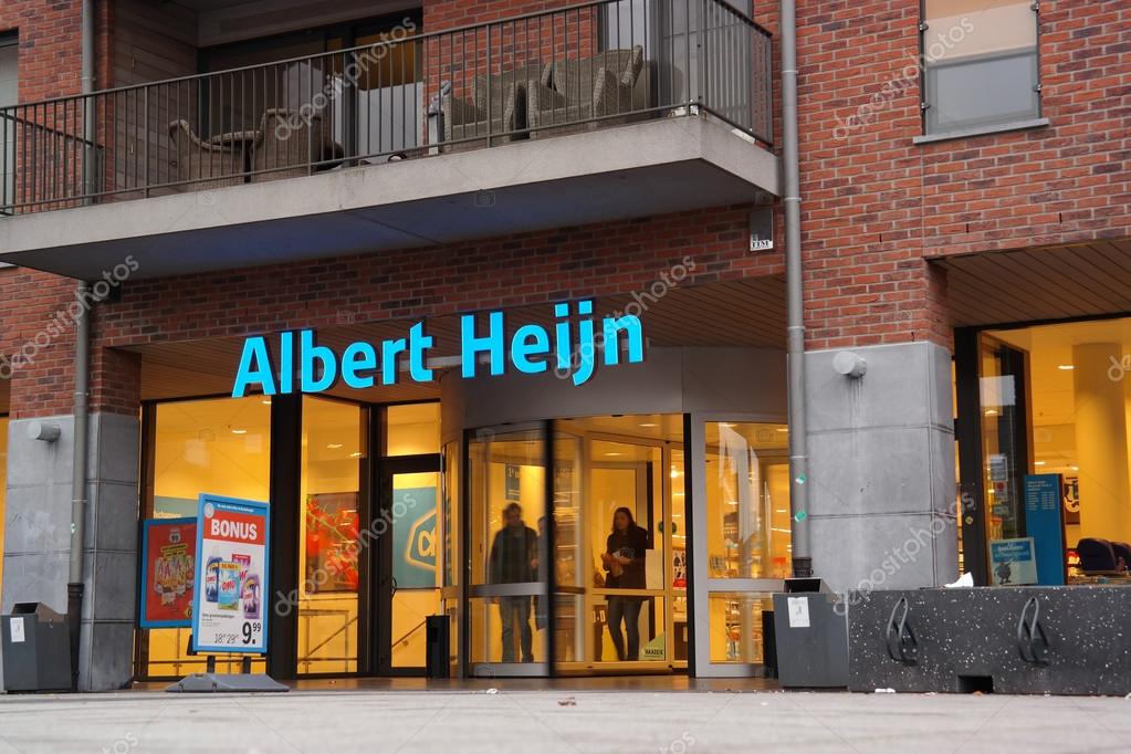 MAASEIK, BELGIUM - OCTOBER 2015  Albert Heijn is the biggest Dutch supermarket chain in The Netherlands owned by Koninklijke Ahold N.V. a Dutch international retailer.
