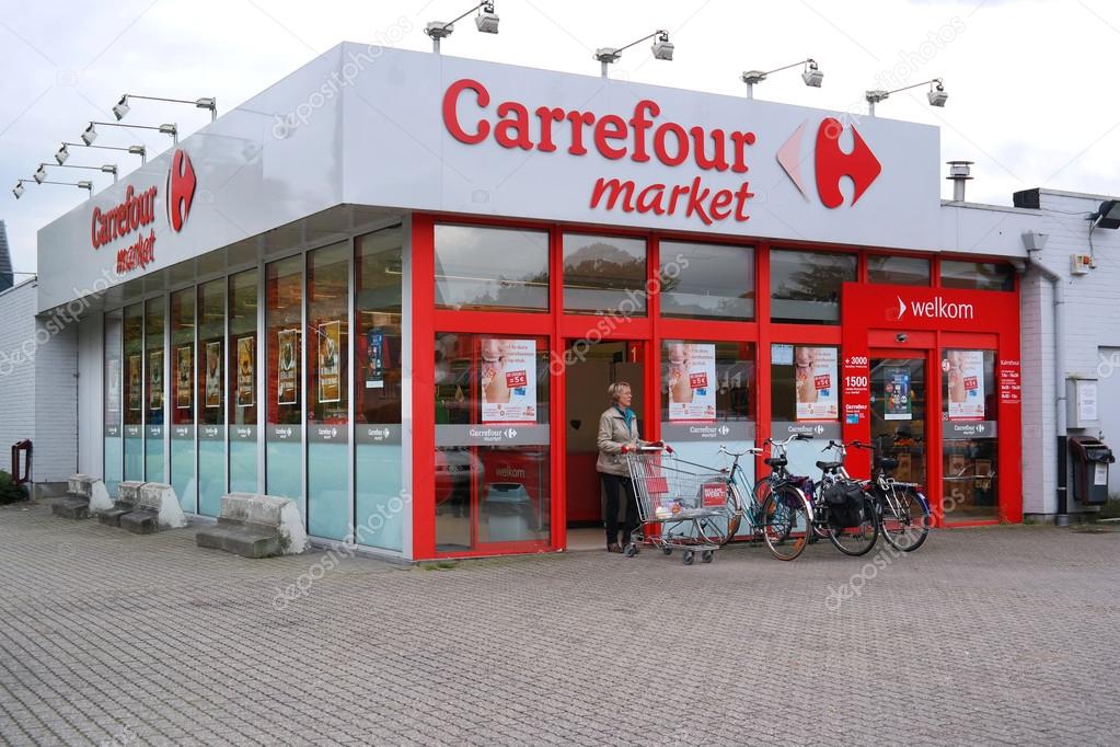 KAPELLEN, BELGIUM - OCTOBER 2015 Branch of a Carrefour supermarket. Carrefour is a French multinational retailer.