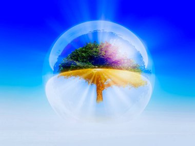 İçinde ağaç olan bir kabarcık.