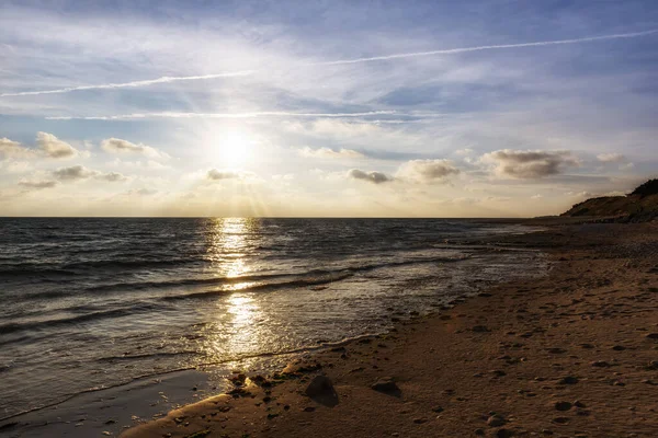 Puesta Sol Sobre Playa Vacía — Foto de Stock