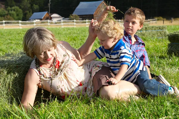 Grandma and grandsons — Stock Photo, Image