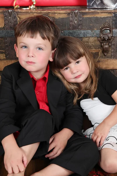 Christmas siblings — Stock Photo, Image