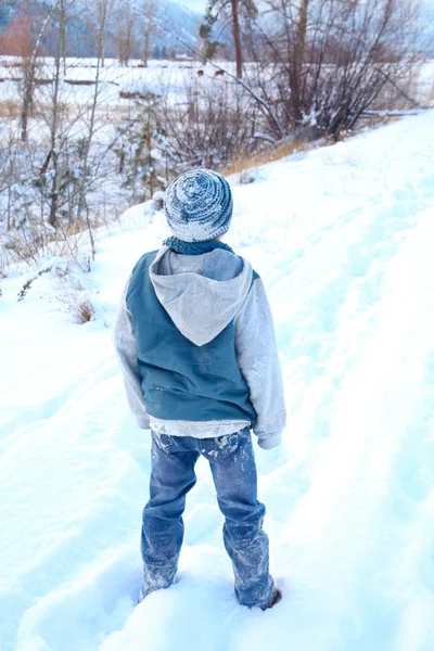 Сніг хлопчика — стокове фото